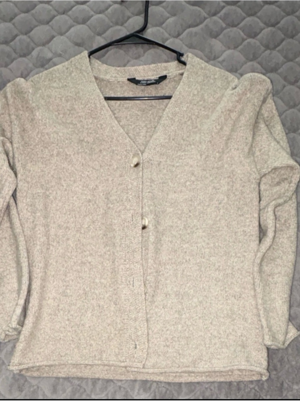Light Taupe V-Neck Button Front Cardigan